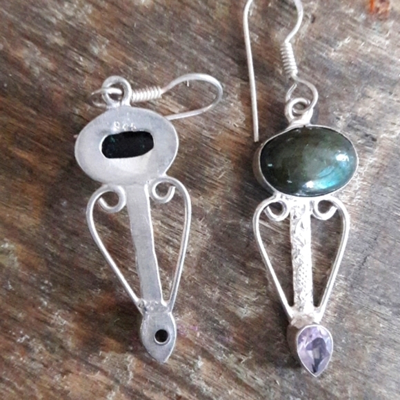 Sterling Silver Labradorite Earrings - Picture 3 of 6